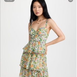 ASTR the Label mid summer night dress. Green orange multi.